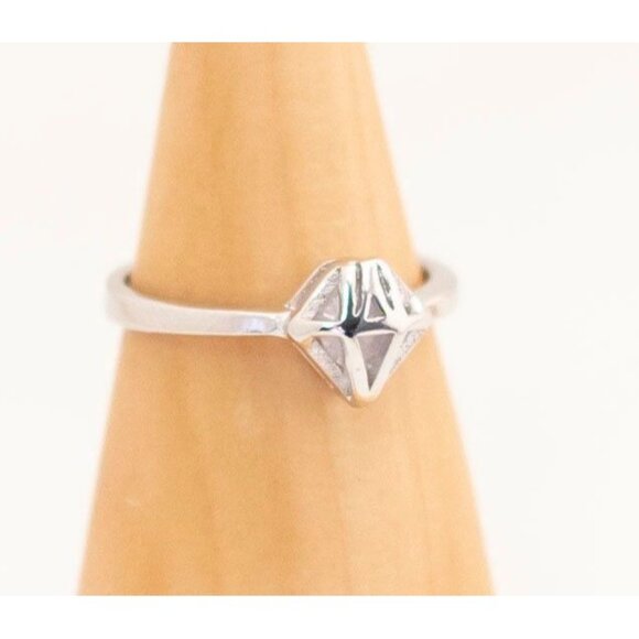 Vintage Diamond Prison Sterling Silver Adjustable Ring Size 7 1/2 - T13 - Picture 2 of 4